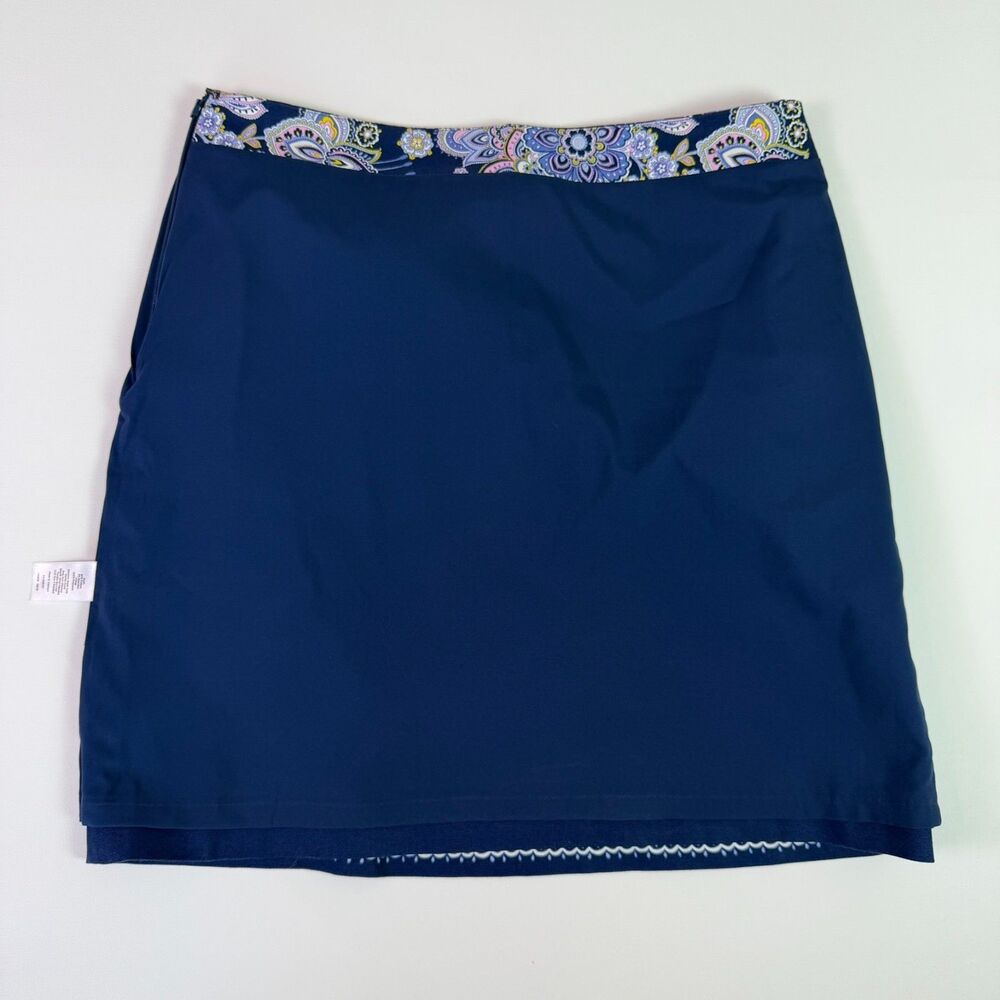 Talbots Paisley Canvas A-Line Skirt Navy Women's 10 Business Casual Coastal Boho - Picture 4 of 12